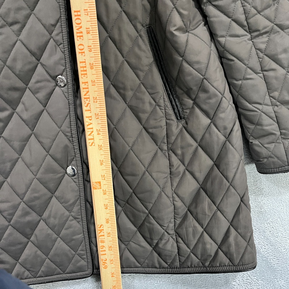 Lauren Ralph Lauren Jacket Womens Large Gray Brown Quilted Snap Lightweight Poly - Picture 13 of 15